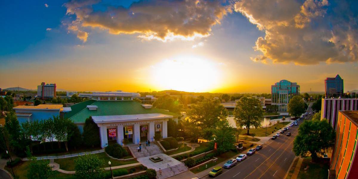 Downtown Huntsville, Alabama -- where charm and science intertwine.