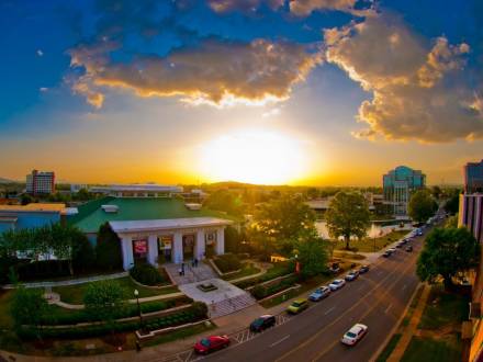 Downtown Huntsville, Alabama -- where charm and science intertwine.