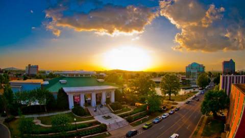 Downtown Huntsville, Alabama -- where charm and science intertwine.